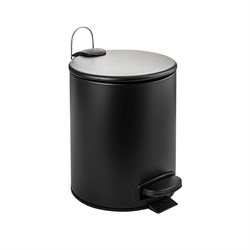 Ведро из нержавеющей стали, с педалью, круглое, 5 литров, плоская крышка микролифт, цвет ЧЁРНЫЙ. 10501