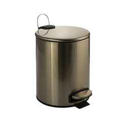 Ведро из нержавеющей стали, с педалью, круглое, 5 литров, плоская крышка микролифт, цвет БРОНЗА. 10503