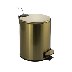 Ведро из нержавеющей стали, с педалью, круглое, 5 литров, плоская крышка микролифт, цвет МАТОВОЕ ЗОЛОТО. 10504