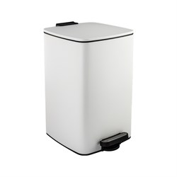 Ведро из нержавеющей стали, с педалью, квадратное, 16 литров, крышка микролифт, цвет БЕЛЫЙ. 10816-V