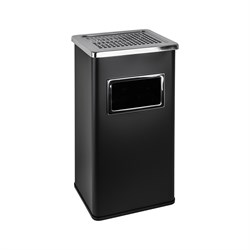 Урна с пепельницей прямоугольная, из нержавеющей стали SUS 410, Ш-30см, В-61см, Г-24см, 40л, с пластиковым ведром 15л, цвет ЧЁРНЫЙ. 2019