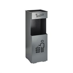 Урна с пепельницей 24 литра, металлическая, цвет СЕРЫЙ. 2026