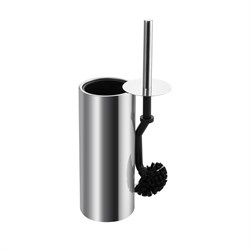 Ёрш для унитаза напольный, круглый, ПРЕМИУМ, с ИЗОГНУТЫМ ЁРШИКОМ, БЕЗШОВНЫЙ, из нержавеющей полированной стали 201 1007