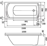 МОНАКО 150х70 ванна прямоугольная акриловая белая 1.WH11.1.976