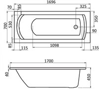 МОНАКО 170х70 ванна акриловая прямоугольная белая 1.WH11.1.979