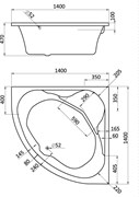 КАРИБЫ 140х140 ванна угловая симметричная акриловая белая 1.WH11.1.982