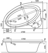 ЭДЕРА 170х110 ванна асимметричная акриловая левосторонняя белая 1.WH11.1.995