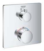 Grohtherm Термостатический смеситель для душа с переключателем на 2 положения верхний-ручной душ, квадратная розетка, хром 24079000