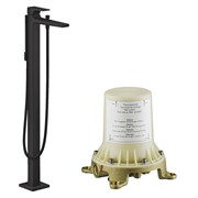 Set HG Metropol смеситель для ванны напольный (32532670+10452180), матовый черный 32532670S