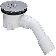 Tempoplex сифон 120 х 40/50, хром накладка, проп.способность 0,45 л/с, H=80 мм, для поддонов D=90 мм, отводящее колено 45° 364786