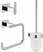 Essentials Cube (3 предмета) Набор аксессуаров (Ершик, держатель бумаги, крючок), хром 40757001