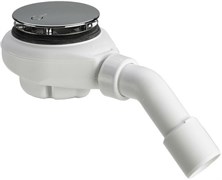 Tempoplex сифон 115 х 40/50, хром накладка, проп.способность 0,55 л/с, H=60 мм, для поддонов D=90 мм, отводящее колено 45° 634100