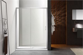 Душевая дверь двухэлементная, раздвижная1200x2000 профиль хром, стекло прозрачное AQ ARI RA 12020CH