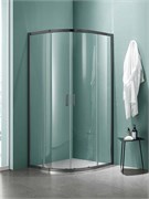 Душевой уголок 1/4 круга, двери раздвижные 900x900x2000, профиль оружейная сталь, стекло прозрачное AQ ARI RO 09020GM