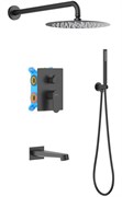 ОБЕРОН Set 4 в 1 душевой комплект 3 режима, матовый черный AQ1273MB