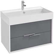 VIVIENNE Тумба для раковины 80 см, к. белый блестящий, ф. серый матовый EB1667-J5-J54