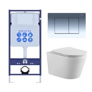 Set AQUATEK ВЕГА (рама AQUATEK Standard INS-0000012 с звукоиз.прокладкой+крепеж KKI-0000002+кнопкаKDI-0000010+унитаз ВЕГА AQ1905-00 с крышкой-сиденьем Set AQUATEK ВЕГА-010 4в1