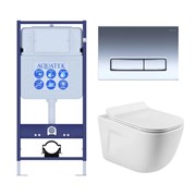 (рама AQUATEK Standard INS-0000012+ кркпеж KKI-0000002+клавиша KDI-0000023+унитаз ДИВА AQ2012-00 с тонким сиденьем soft-close SET AQUATEK ДИВА 4в1