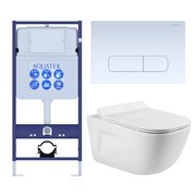 (рама AQUATEK Standard INS-0000012+ кркпеж KKI-0000002+клавиша KDI-0000013+унитаз ДИВА AQ2012-00 с тонким сиденьем soft-close SET AQUATEK ДИВА-013 4в1