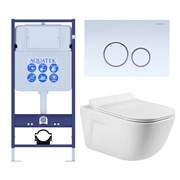 (рама AQUATEK Standard INS-0000012+ кркпеж KKI-0000002+клавиша KDI-0000015+унитаз ДИВА AQ2012-00 с тонким сиденьем soft-close SET AQUATEK ДИВА-015 4в1