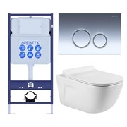 (рама AQUATEK Standard INS-0000012+ кркпеж KKI-0000002+клавиша KDI-0000018+унитаз ДИВА AQ2012-00 с тонким сиденьем soft-close SET AQUATEK ДИВА-018 4в1