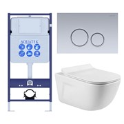 (рама AQUATEK Standard INS-0000012+ кркпеж KKI-0000002+клавиша KDI-0000019+унитаз ДИВА AQ2012-00 с тонким сиденьем soft-close SET AQUATEK ДИВА-019 4в1