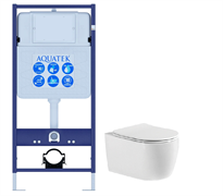 Set AQUATEK ЕВРОПА (рама AQUATEK Standard INS-0000012+звукоизоляционная прокладка+унитаз ЕВРОПА AQ1106-00+тонкое сиденье с механизмом плавного закрыва Set AQUATEK ЕВРОПА New cm