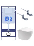 (рама AQUATEK Standard INS-0000017+крепеж KKI-0000002+унитаз ЕВРОПА AQ1900T-00 с тонким сиденьем soft-close) SET AQUATEK ЕВРОПА T-17-KKI2