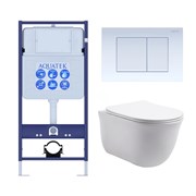 Set AQUATEK КЛАССИК (рама AQUATEK Standard INS-0000012 с звукоиз.прокладкой+крепеж KKI-0000002+кнопкаKDI-0000009+унитаз КЛАССИК AQ1111-00 с крышкой SET AQUATEK КЛАССИК-009 4в1