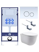 Set AQUATEK КЛАССИК (рама AQUATEK Standard INS-0000012 с звукоиз.прокладкой+крепеж KKI-0000002+кнопкаKDI-0000015+унитаз КЛАССИК AQ1111-00 с крышкой SET AQUATEK КЛАССИК-015 4в1