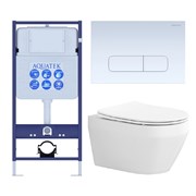 SET AQUATEK ЛЕЯ-013 4в1 (рама AQUATEK Standard INS-0000012+крепеж KKI-0000002+клавиша KDI-0000013+унитаз ЛЕЯ AQ1199-00 с тонким сиденьем soft-close) SET AQUATEK ЛЕЯ cm-013 4в1