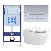 SET AQUATEK ЛЕЯ-014 4в1 (рама AQUATEK Standard INS-0000012+крепеж KKI-0000002+клавиша KDI-0000014+унитаз ЛЕЯ AQ1199-00 с тонким сиденьем soft-close) SET AQUATEK ЛЕЯ cm-014 4в1