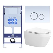 SET AQUATEK ЛЕЯ-015 4в1 (рама AQUATEK Standard INS-0000012+крепеж KKI-0000002+клавиша KDI-0000015+унитаз ЛЕЯ AQ1199-00 с тонким сиденьем soft-close) SET AQUATEK ЛЕЯ cm-015 4в1
