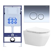 SET AQUATEK ЛЕЯ-018 4в1 (рама AQUATEK Standard INS-0000012+крепеж KKI-0000002+клавиша KDI-0000018+унитаз ЛЕЯ AQ1199-00 с тонким сиденьем soft-close) SET AQUATEK ЛЕЯ cm-018 4в1