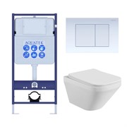 Set AQUATEK ЛИРА (рама AQUATEK Standard INS-0000012 с звукоиз.прокладкой+крепеж KKI-0000002+кнопкаKDI-0000009+унитаз ЛИРА AQ1155-00 с крышкой-сиденьем SET AQUATEK ЛИРА-009 4в1