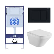Set AQUATEK ЛИРА (рама AQUATEK Standard INS-0000012 с звукоиз.прокладкой+крепеж KKI-0000002+кнопкаKDI-0000012+унитаз ЛИРА AQ1155-00 с крышкой-сиденьем SET AQUATEK ЛИРА-012 4в1