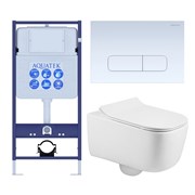 (рама AQUATEK Standard INS-0000012+ кркпеж KKI-0000002+клавиша KDI-0000013+унитаз ЛУГАНО AQ2002-00 с тонким сиденьем soft-c SET AQUATEK ЛУГАНО-013 4в1