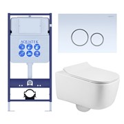(рама AQUATEK Standard INS-0000012+ кркпеж KKI-0000002+клавиша KDI-0000015+унитаз ЛУГАНО AQ2002-00 с тонким сиденьем soft-c SET AQUATEK ЛУГАНО-015 4в1