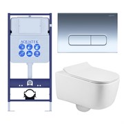 (рама AQUATEK Standard INS-0000012+ кркпеж KKI-0000002+клавиша KDI-0000016+унитаз ЛУГАНО AQ2002-00 с тонким сиденьем soft-c SET AQUATEK ЛУГАНО-016 4в1