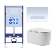 (рама AQUATEK Standard INS-0000012+ кркпеж KKI-0000002+клавиша KDI-0000022+унитаз МИЯ AQ2004-00 с тонким сиденьем soft-close SET AQUATEK МИЯ 4в1