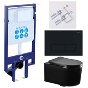 (рама AQUATEK Standard INS-0000020+ крепеж KKI-0000002+клавиша KDI-0000017+унитаз AQ2004-MB с тонким сиденьем soft-close SET AQUATEK МИЯ-MB-017 4в1