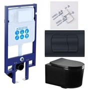 (рама AQUATEK Standard INS-0000020+ крепеж KKI-0000002+клавиша KDI-0000049+унитаз AQ2004-MB с тонким сиденьем soft-close SET AQUATEK МИЯ-MB-049 4в1