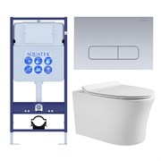 (рама AQUATEK Standard INS-0000012+крепеж KKI-0000002+клавиша KDI-0000014+унитаз НИКА AQ2009-00 с тонким сиденьем soft-close) SET AQUATEK НИКА-014 4в1