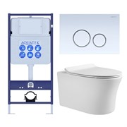 (рама AQUATEK Standard INS-0000012+крепеж KKI-0000002+клавиша KDI-0000015+унитаз НИКА AQ2009-00 с тонким сиденьем soft-close) SET AQUATEK НИКА-015 4в1