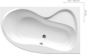 Ванна Rosa 95 160х95 правая белая C581000000
