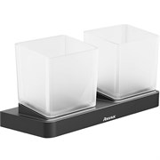 Держатель с двумя стаканами (стекло) TD 220.20 черный X07P558