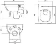 НЕО ПЭК rimless (подвес. безободковый унитаз с тонким сиденьем, инсталляция, панель хром. глянец) 1.WH50.1.572