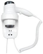 Фен HOTELline настенный белый с розеткой 1800-2200 W, 02012.W, шт 02012.W