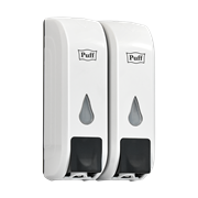 Дозатор для жидкого мыла пластиковый puff-8108, белый с черной кнопкой, 350+350 мл, 22х9х14 см 1402.094