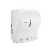 Диспенсер для бумажного полотенца, РУЛОННЫЙ, пластиковый, БЕЛЫЙ, с глазком, с ключом, сенсорный 9173